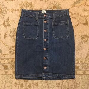 J. Crew Button Front, Knee-Length, Denim Pencil Skirt, Size 29